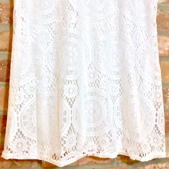 A-Line Embroidered Floral Lace White Dress - Sz XL - Picture 8 of 8